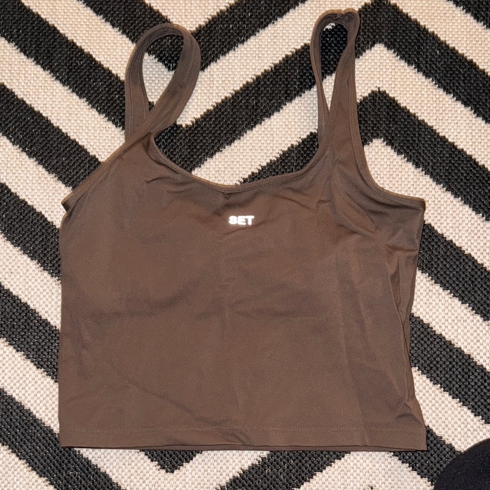 NWOT SET Active SPORTBODY Double Scoop Tank Top in Brownstone Size L Large
